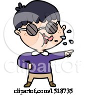 Cartoon Boy Wearing Spectacles And Pointing