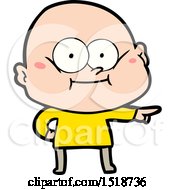 Cartoon Bald Man Staring