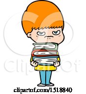 Angry Cartoon Boy With Books