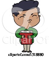 Cartoon Annoyed Man With Book