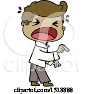 Cartoon Shouting Man Pointing Finger