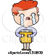 Cartoon Man Crying Holding Book