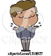 Cartoon Peaceful Man Shrugging