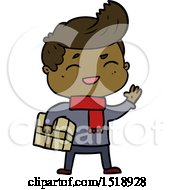 Cartoon Man Laughing Carrying Parcel