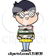 Cartoon Nerd Boy With Spectacles And Book