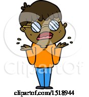 Cartoon Confused Boy Wearing Spectacles