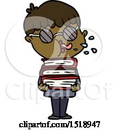 Cartoon Boy Wearing Dark Glasses Carrying Books