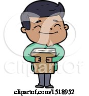 Happy Cartoon Man Holding Book