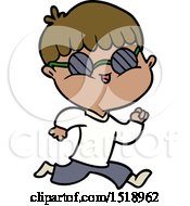 Cartoon Boy Wearing Sunglasses And Running