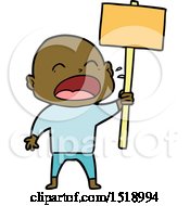 Cartoon Shouting Bald Man