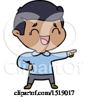 Cartoon Laughing Man Pointing