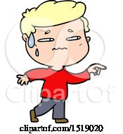 Cartoon Anxious Man Pointing