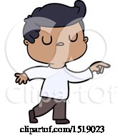 Cartoon Aloof Man Pointing Finger