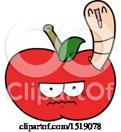 Cartoon Worm Eating An Angry Apple