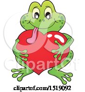 Poster, Art Print Of Valentine Frog Hugging A Heart