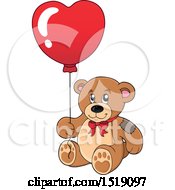 Poster, Art Print Of Teddy Bear Holding A Heart Balloon