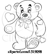 Poster, Art Print Of Black And White Valentine Teddy Bear With Hearts