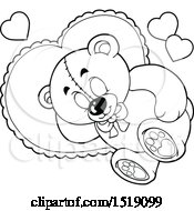 Poster, Art Print Of Black And White Valentine Teddy Bear Sleeping On A Heart