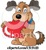 Poster, Art Print Of Dog Holding A Valentine Heart