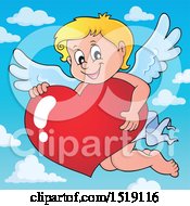 Poster, Art Print Of Happy Cupid Hugging A Valentine Heart