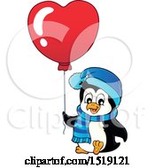 Poster, Art Print Of Penguin Holding A Heart Balloon