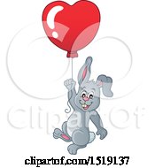 Poster, Art Print Of Rabbit Holding A Heart Balloon