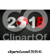 Clipart Of A 3d New Year 2018 Design With A Red And White Globe On A Black Background Royalty Free Illustration