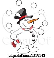 Poster, Art Print Of Cartoon Snowman Juggling Snow Balls