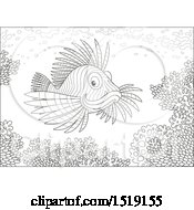 Poster, Art Print Of Black And White Lionfish At A Coral Reef