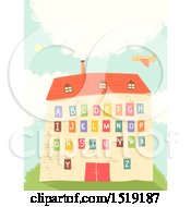 Clipart Of A House With Letter Windows Royalty Free Vector Illustration