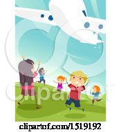 Poster, Art Print Of Group Of Children Under A Plane At An Airport