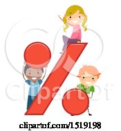 Poster, Art Print Of Group Of Children Playing With A Percent Symbol