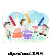 Poster, Art Print Of Group Of Children With Giant Science Equipment