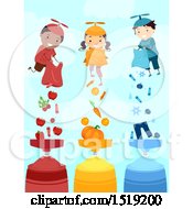 Poster, Art Print Of Group Of Children With Color Tanks And Items