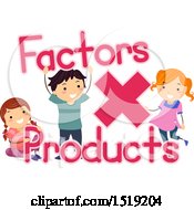 Poster, Art Print Of Group Of Children With A Math Times Symbol Factors And Products Terms