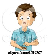 Poster, Art Print Of Worried Boy Counting Money In His Hand