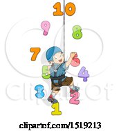 Clipart Of A Boy Climbing A Number Wall Royalty Free Vector Illustration