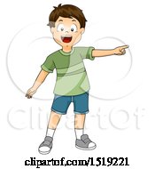 Clipart Of A Happy Boy Pointing To The Right Royalty Free Vector Illustration
