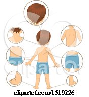 Clipart Of A Boy With Close Ups Of Rear Body Parts Royalty Free Vector Illustration by BNP Design Studio