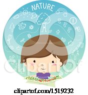 Clipart Of A Boy Reading A Map Of Parks In A Circle Royalty Free Vector Illustration
