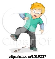 Boy Leaving Prints On The Floor With Dirty Shoes