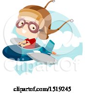 Clipart Of A Boy Flying A Plane Royalty Free Vector Illustration