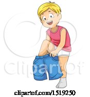 Boy Dressing And Putting On Shorts