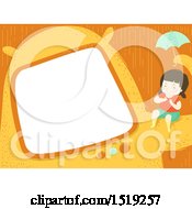Clipart Of A Border Of A Girl Clapping On A Monster Arm Royalty Free Vector Illustration