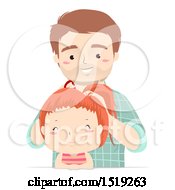 Poster, Art Print Of Happy Father Putting His Daughters Hair Up In A Ponytail