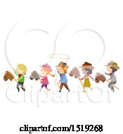 Poster, Art Print Of Group Of Children Wearing Cowboy Costumes