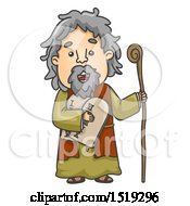 Clipart Of A Scene Of Moses Carrying The Ten Commandments Royalty Free Vector Illustration