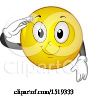 Clipart Of A Yellow Smiley Emoji Saluting Royalty Free Vector Illustration