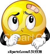 Clipart Of A Sad Bandanged Yellow Smiley Emoji Royalty Free Vector Illustration