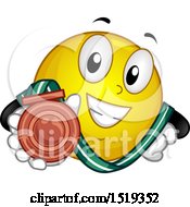 Clipart Of A Yellow Smiley Emoji Showing A Bronze Medal Royalty Free Vector Illustration